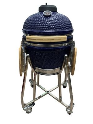 손수레와 옆 테이블을 가진 세라믹 18 인치 Kamado 석쇠 파란 색깔 48cm