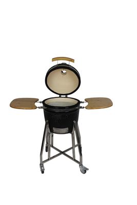 손수레와 옆 테이블을 가진 세라믹 16 인치 Kamado 석쇠 목탄 검정 색깔 40cm