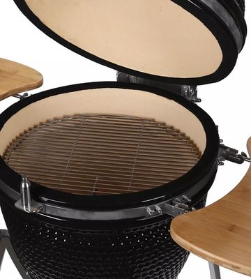 손수레와 옆 테이블을 가진 세라믹 옥외 24 인치 Kamado 석쇠 목탄 검정 색깔 61cm