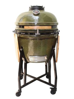손수레와 옆 테이블을 가진 세라믹 Kamado 석쇠 23 인치 옥외 목탄 열대 녹색 59cm