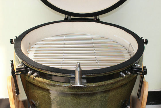 손수레와 옆 테이블을 가진 세라믹 Kamado 석쇠 23 인치 옥외 목탄 열대 녹색 59cm