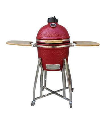 Kamado 손수레와 옆 테이블을 가진 15 인치 목탄 세라믹 흡연자 빨간색 39cm