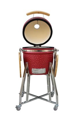 스테인리스 손수레와 옆 테이블을 가진 세라믹 15 인치 Kamado 석쇠 빨간색 39cm