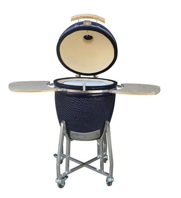 손수레와 옆 테이블을 가진 세라믹 22 인치 Kamado 석쇠 옥외 목탄 해군 색깔 57cm
