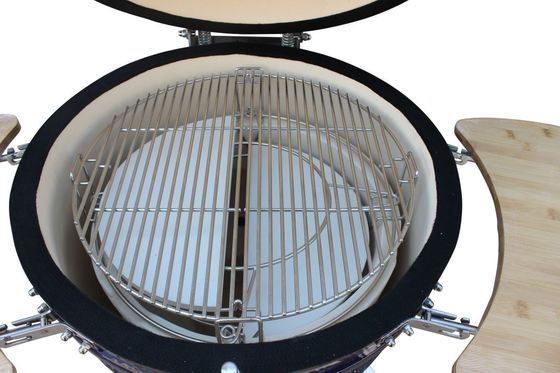 손수레와 옆 테이블을 가진 세라믹 22 인치 Kamado 석쇠 옥외 목탄 해군 색깔 57cm