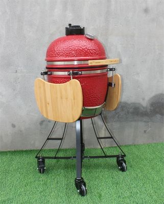 손수레와 옆 테이블을 가진 17 인치 세라믹 주전자 BBQ 왕 빨간색 44cm