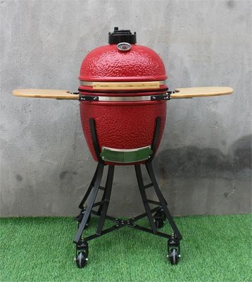 왕 빨간색 44cm 세라믹 Kamado 석쇠 손수레와 옆 테이블을 가진 17 인치